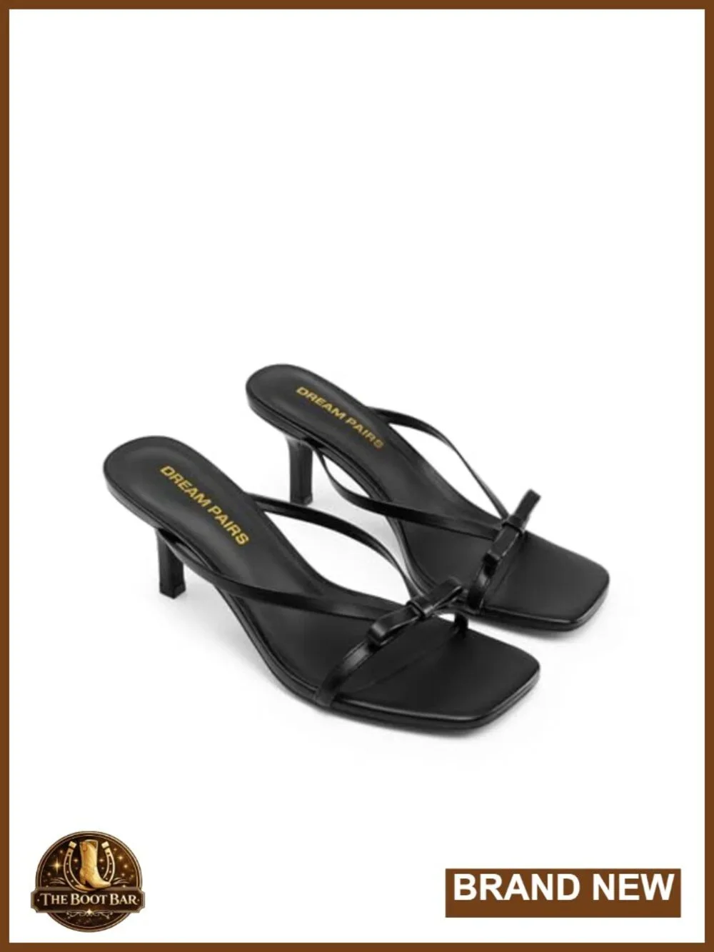 Faux Leather Bow Kitten Heel Thong Sandals Slip-On Women's Shoes